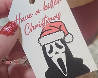 Creepmas party gift tags. Christmas party decorations, horror themed birthday, scream  Micheal myers birthday party, horror party gift tags,