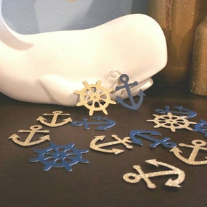 Nautical baby shower decorations, nautical confetti, anchor confetti, nautical table decorations, nautical party, die cut anchor,