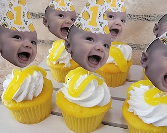 Lemon themed party, your thw zest, sun birthday, face cupcake toppers, lemon first birthday, sweet one, lemonade bridal shower