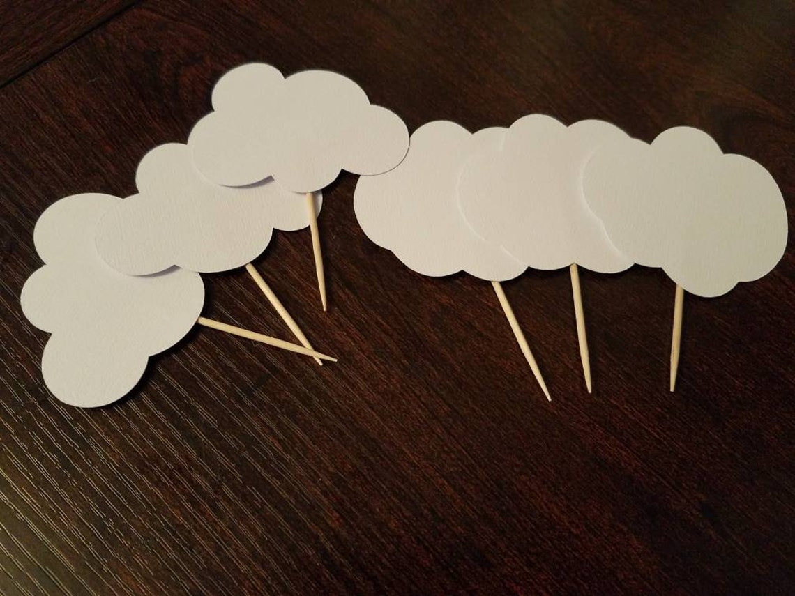 Cloud Cupcake Topper Cloud Baby Shower Oh the Places | Etsy