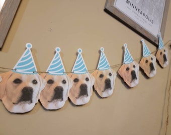 dog birthday, First birthday Personalized Photo banner, face banner, photo birthday banner, Cat party decorations, 30th 40th 50th birthday