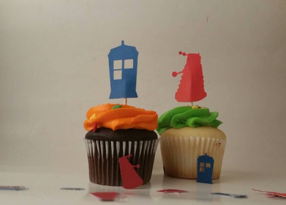 Dr Who Cupcake Topper Dr Who Decorations Tardis Cake Topper Etsy