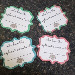 ugly christmas sweater party ballot, ugly sweater decoratons, Ugly sweater ballot, ugly sweater party voting, custom party, holiday decor