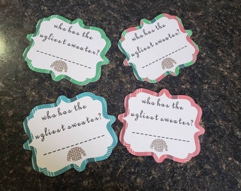 ugly christmas sweater party ballot, ugly sweater decoratons, Ugly sweater ballot, ugly sweater party voting, custom party, holiday decor