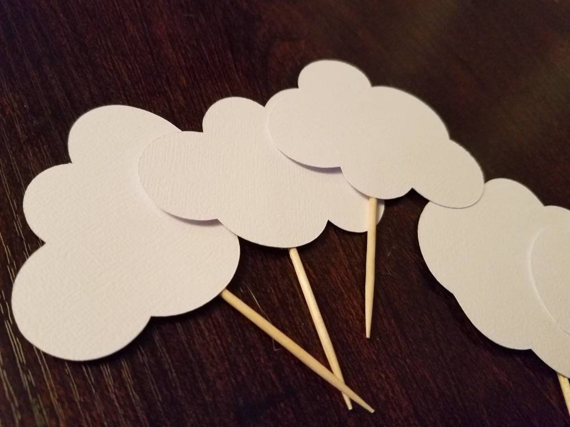 Cloud cupcake topper cloud baby shower oh the places | Etsy