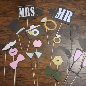 wedding photo booth props, wedding photo props, wedding signs, wedding decorations, glitter photo  props,
