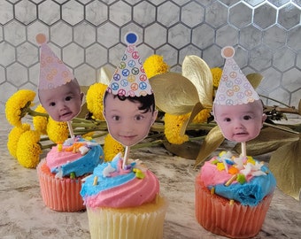 Groovy birthday, 70s themed, sun birthday, face cupcake toppers, lemon first birthday, space themed, sweet one, lemonade bridal shower