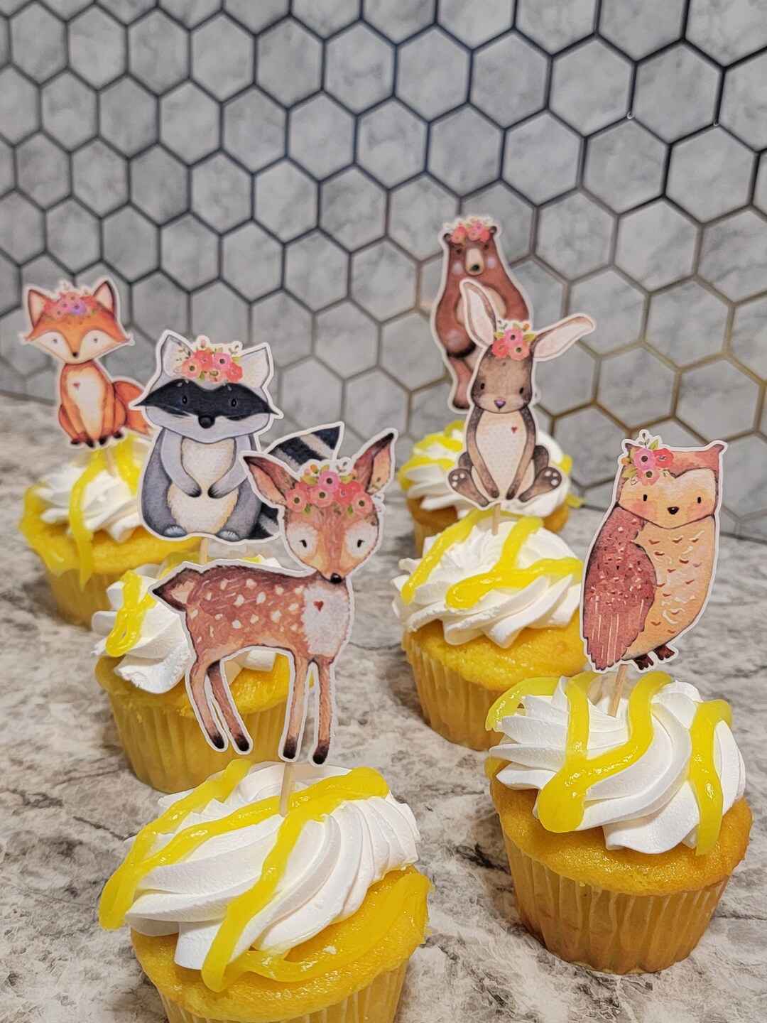 Woodland Baby Shower Decorations Set of 12 Toppers Cupcake Etsy
