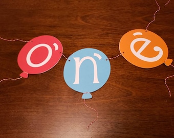 first birthday high chair banner, circus party, ONE balloon banner, balloon themed first birthday, ONE high chair banner, 1st Birthday ideas