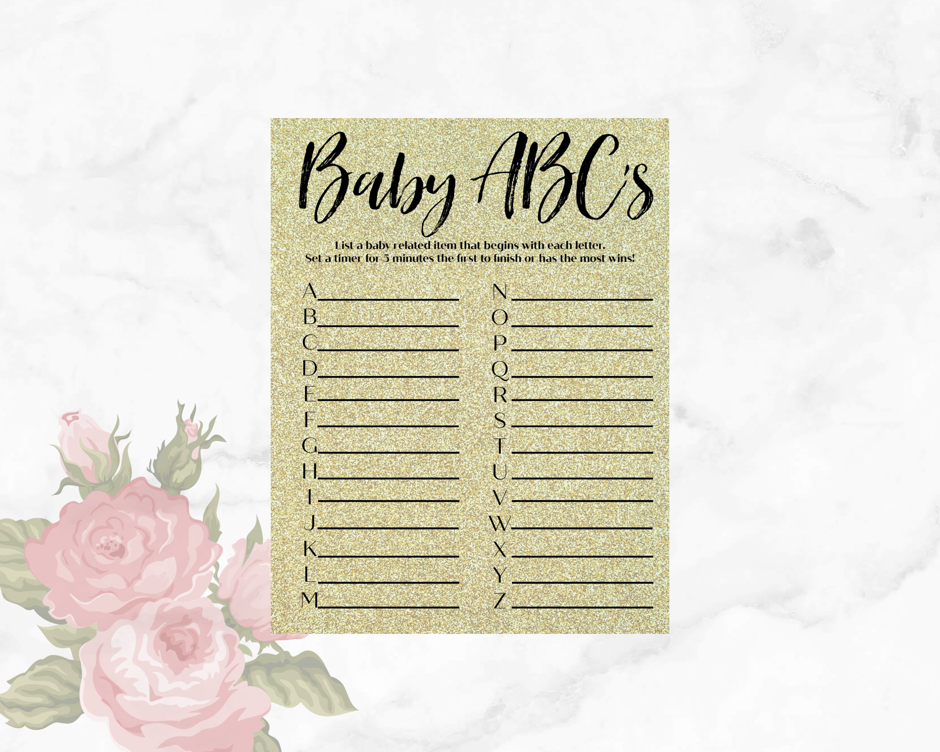 Abc baby shower game printable baby shower games custom | Etsy
