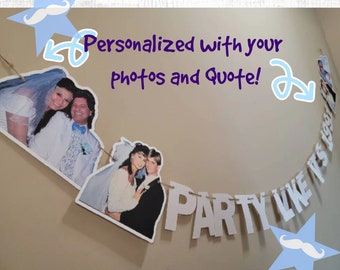 Personalized wedding Photo banner, holiday face banner, photo garland, dog birthday pawty, Cat decorations, dog decorations,