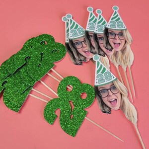 Custom face cupcake toppers, first birthday, 21st,30th,50th, bachelorette, dog decorations, Personalized Photo 12 count, pet cupcake toppers