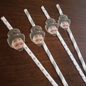 Custom Face Straws,  Bachelorette Part , Personalized Photo 12 count paper straws