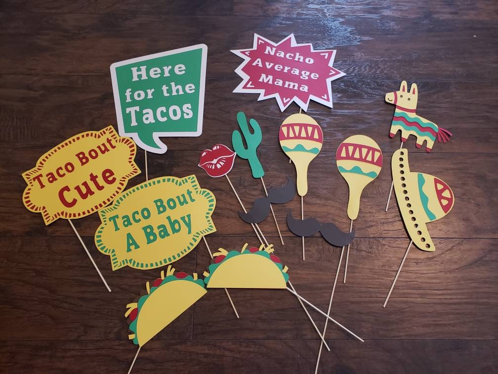 Taco party Fiesta baby shower fiesta party bridal shower fiesta photo props cinco de mayo photo booth props taco party mexico