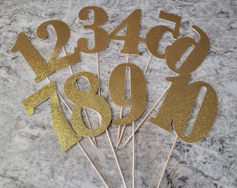 Glitter Centerpiece Sticks, double sided glitter table numbers, Birthday Decorations, 21st,30th,40th,50th, Anniversary, Numbers on a Stick
