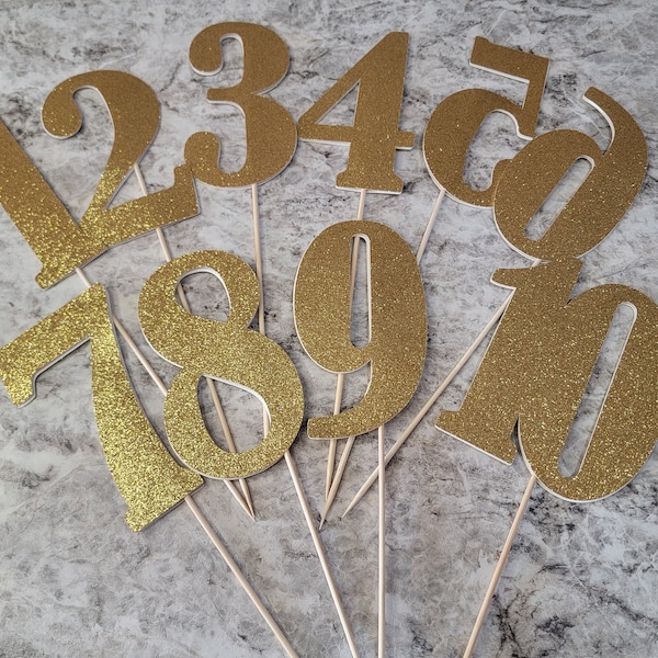 Glitter Centerpiece Sticks, double sided glitter table numbers, Birthday Decorations, 21st,30th,40th,50th, Anniversary, Numbers on a Stick