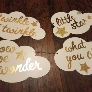 twinkle twinkle little star baby shower, twinkle twinkle little star banner,  cloud party decorations, shower garland, cloud banner