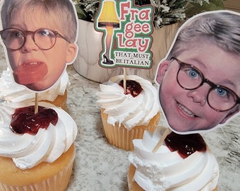 Christmas story cupcaketoppers, funny holiday decor, food picks, food sticks, Xmas party, pop culture decorations, office holiday