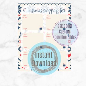 Lista di Natale stampabile, lista di Natale stravagante, DOWNLOAD IMMEDIATO, lista della spesa di Natale, lista dei regali, lista delle feste, organizzatore di Babbo Natale segreto