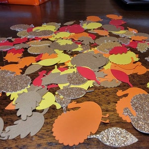 thanksgiving confetti, harvest table scatter, thanksgiving decorations, table settings, crarts, scrapbook