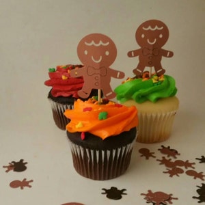 Gingerbread cupcake topper, Christmas cup cake topper, candy theamed birthday, Holiday party decor, christmas party supplies, custom party