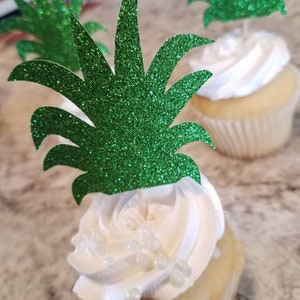 Pineapple cupcake topper, 16ct. Pineapple party, beach party decorations surf party, beach theme, Hawaiian party, tiki party, tropical party image 4