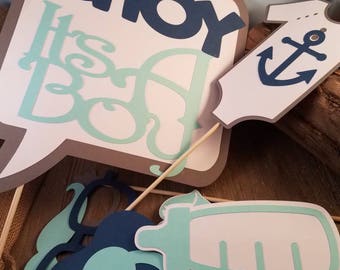 ahoy it's a boy, baby shower decorations, baby shower photo booth props, baby shower gender neutral, baby shower girl, baby shower boy