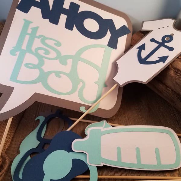 ahoy it's a boy, baby shower decorations, baby shower photo booth props, baby shower gender neutral, baby shower girl, baby shower boy