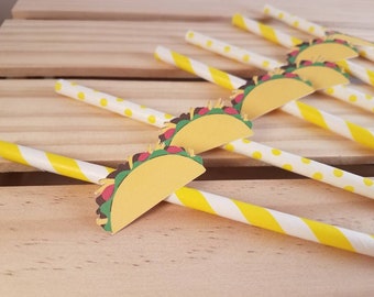 Taco party, taco straw,Fiesta paper straws, fiesta party, chili cook off, fiesta baby shower, cinco de mayo banner, taco party, mexico party