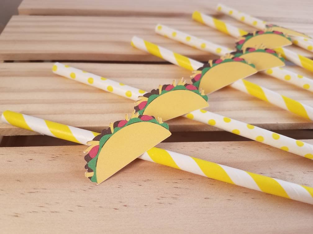 Taco party, taco straw,Fiesta paper straws, fiesta party, chili cook off, fiesta baby shower, cinco de mayo banner, taco party, mexico party