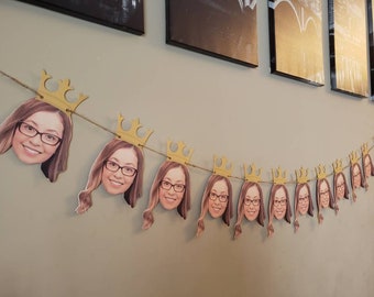 Bachelorette party Photo banner, face banner, photo birthday banner, dog birthday, bridal shower decorations, 1st, 30th, 50th birthday