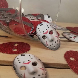 Friday the 13th confetti, Jason birthday party, horror party decorations