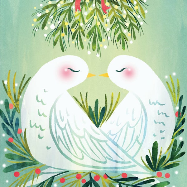 Two Turtle Doves - Christmas Card