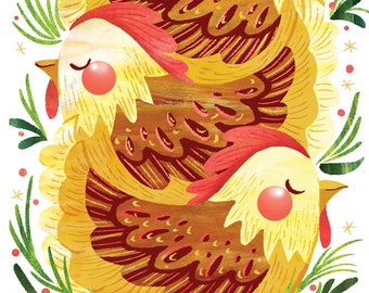 Three French Hens - Christmas Cards