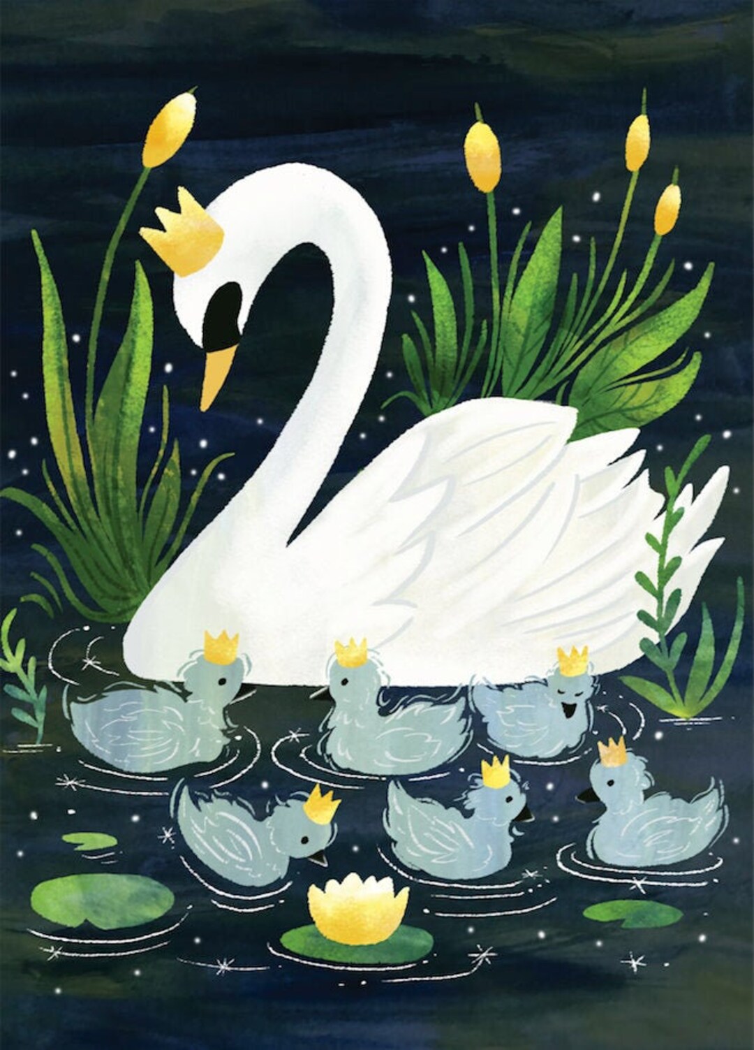 Seven Swans Are Swimming Christmas Cards Etsy