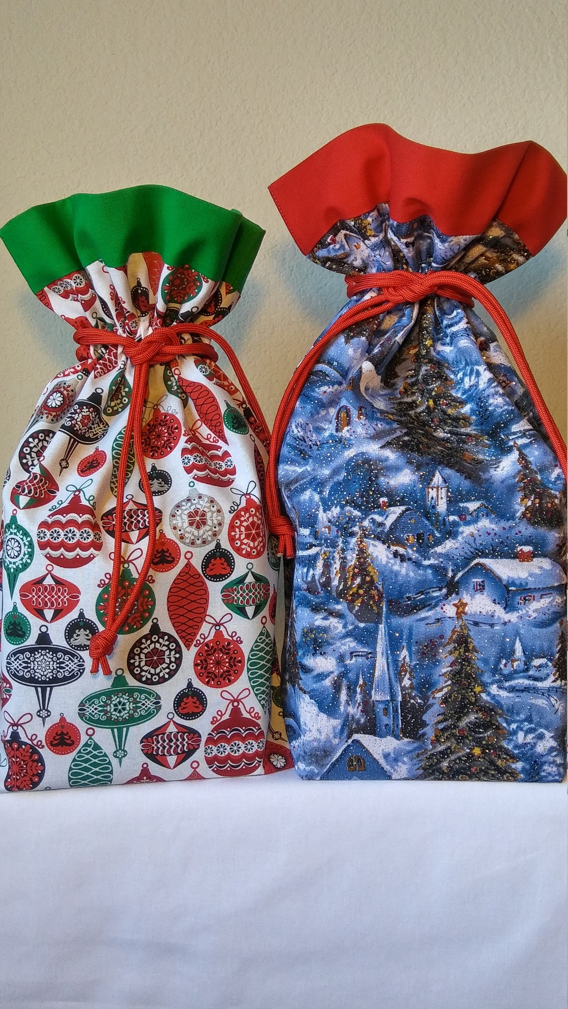 Fabric Gift Bag Christmas Ornaments gift bag Holiday fabric Etsy