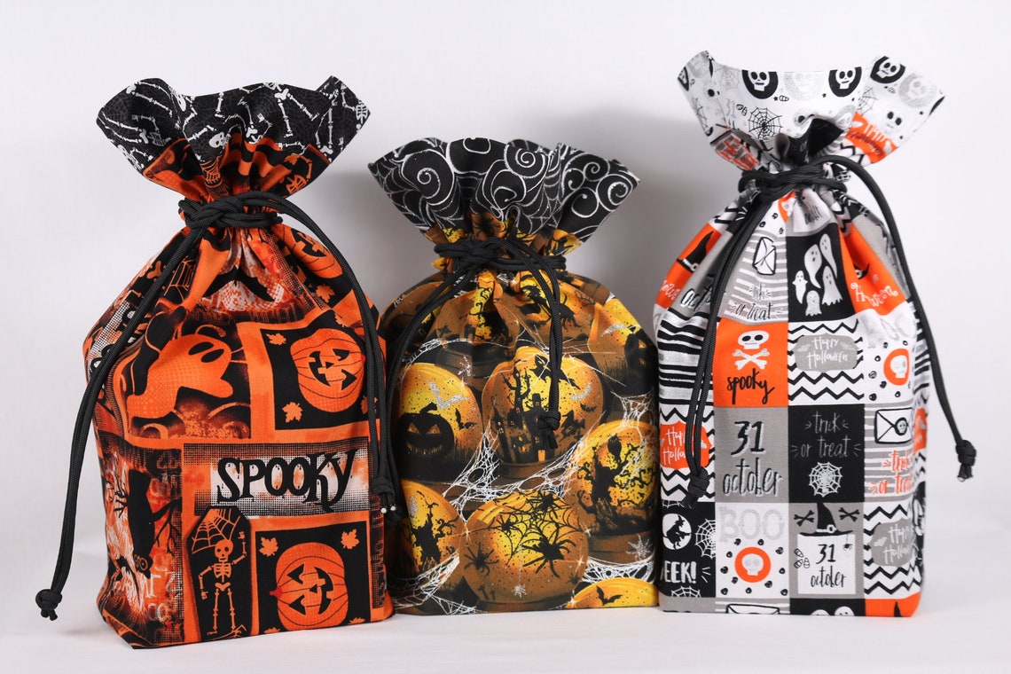 Fabric Gift Bag Trick or treat gift bag Halloween candy gift Etsy