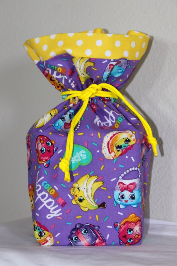 Personalised Shopkins Canvas Drawstring Bag