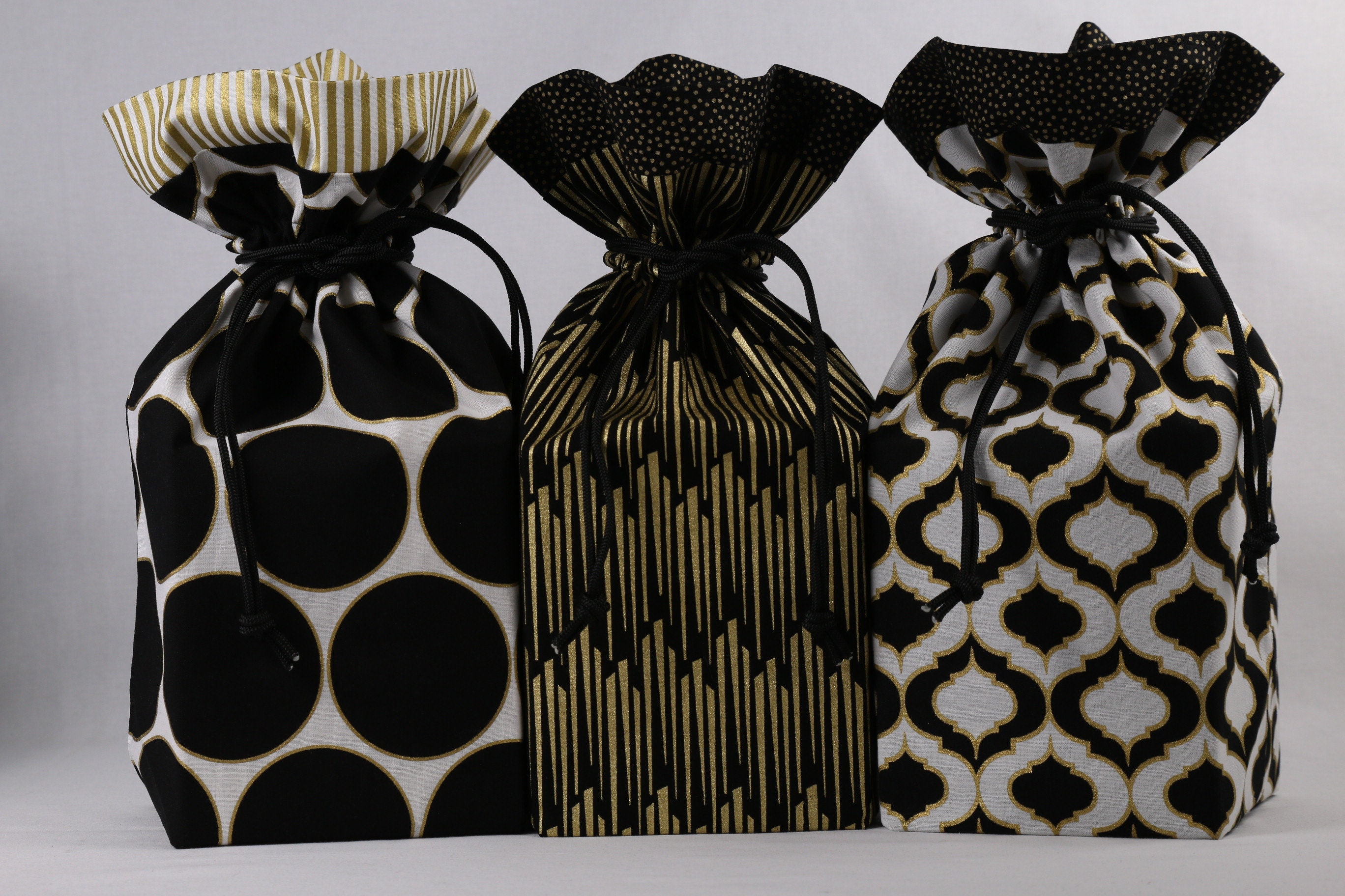 Fabric Gift Bag Black and white gift bag Reusable fabric Etsy