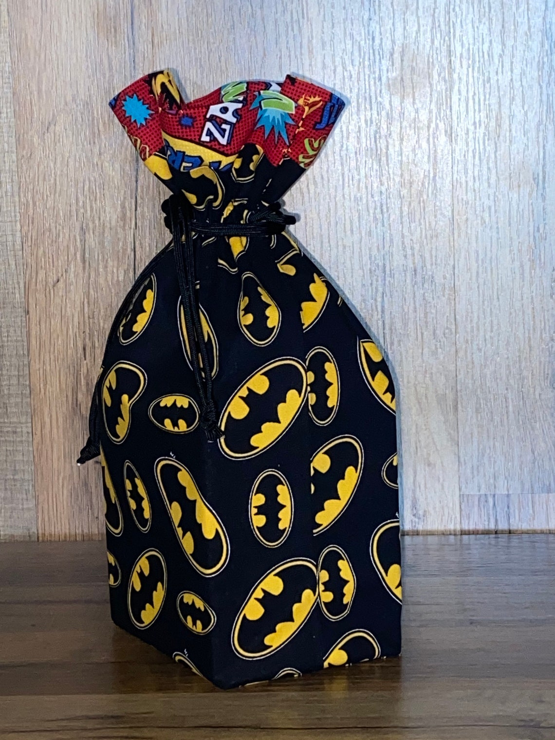 Fabric Gift Bag Batman gift bag Reusable fabric drawstring Etsy
