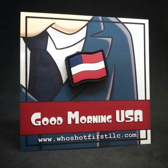 Good Morning USA - Enamel Pin PVC Morale Patch - Unique American Dad Inspired Gift Idea American Flag