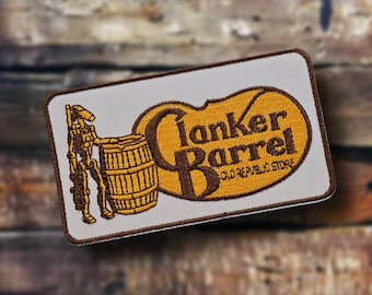 Clanker Barrel Patch, Sticker, Embroidered PVC Iron On Cracker Barrel Star Wars Battle Droid Parody