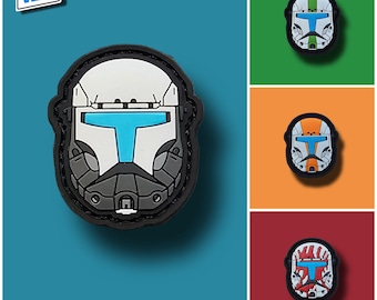 コマンドーヘルメット - PVC モラルパッチ - クローンウォーズ スターウォーズ風ギフト 暗闇で光る リパブリックトルーパー デルタフォース セブ ボス フィクサー スコーチ