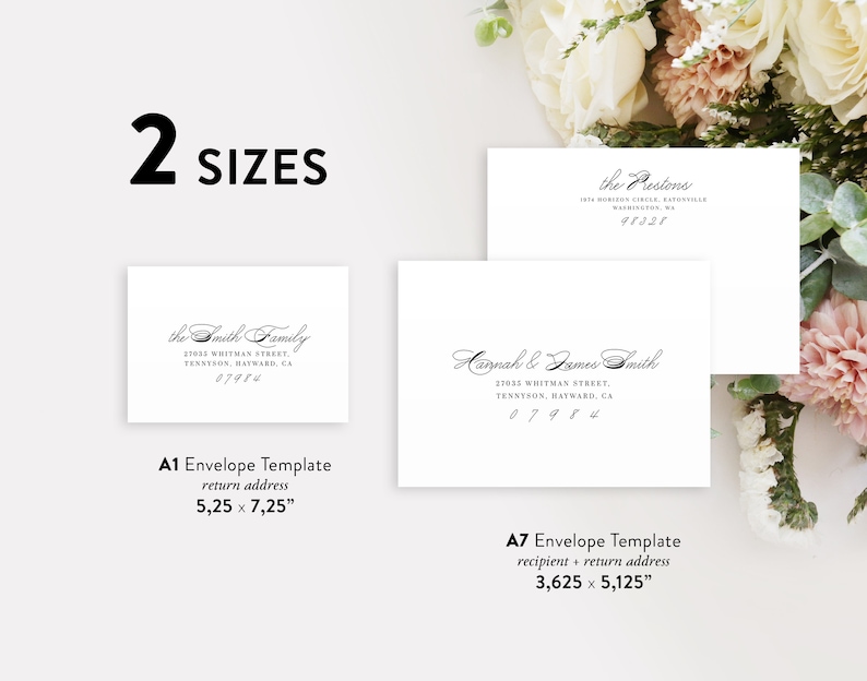 Classic Calligraphy Envelope Template \u2022 Envelope Address Template \u2022 A7 and A1 \u2022 Wedding Envelope Printable \u2022 Templett Envelope \u2022 Wedding