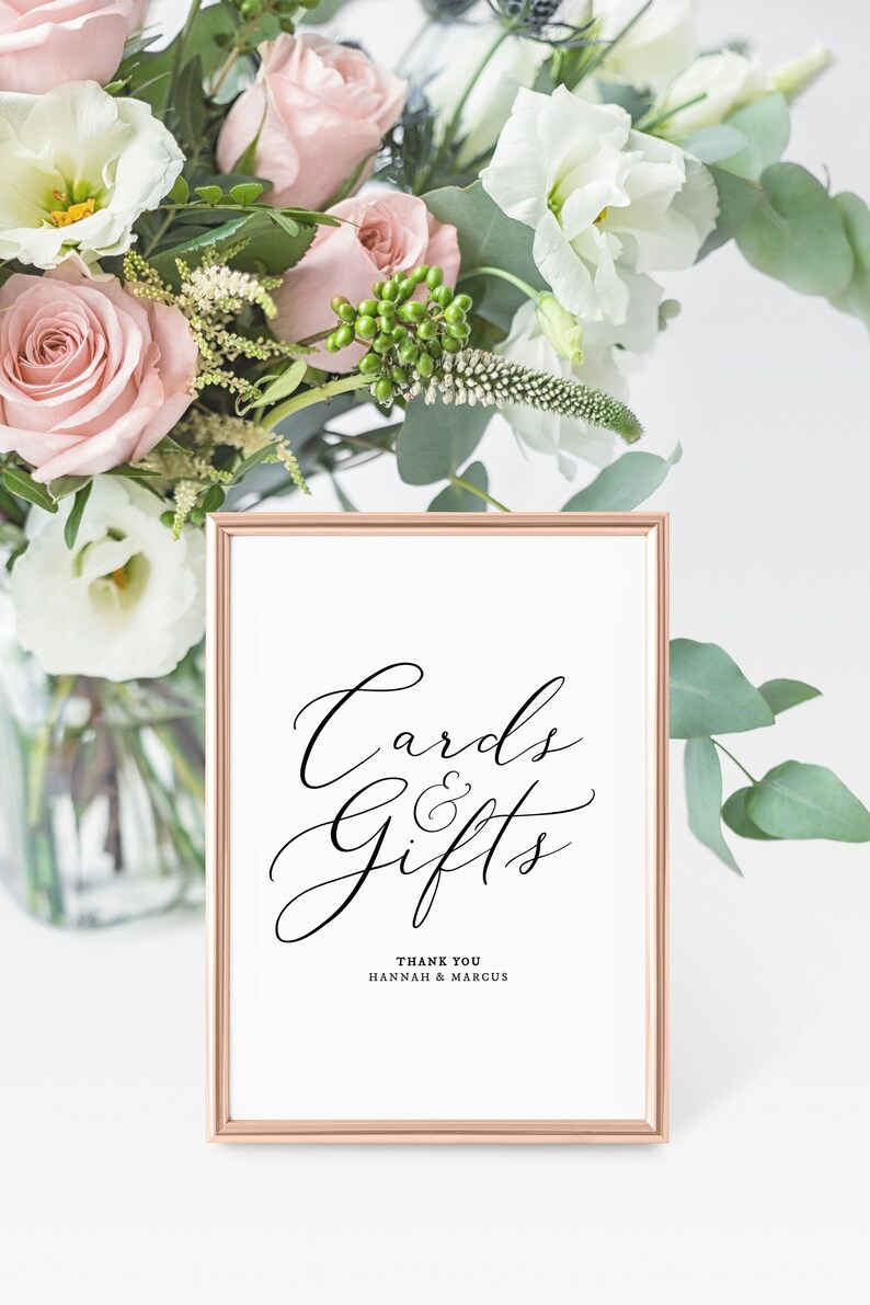 Cards /& Gifts Wedding Sign \u2022 Editable Sign \u2022 Printable \u2022 Calligraphy \u2022 Wedding Decoration Sign \u2022 Wedding Reception Sign \u2022 Templett Sign