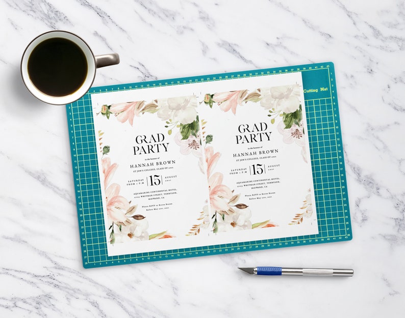 Graduation Template Floral Graduation Card Invitation Watercolor Printable Editable Easy to use INSTANT DOWNLOAD Graduation Gift