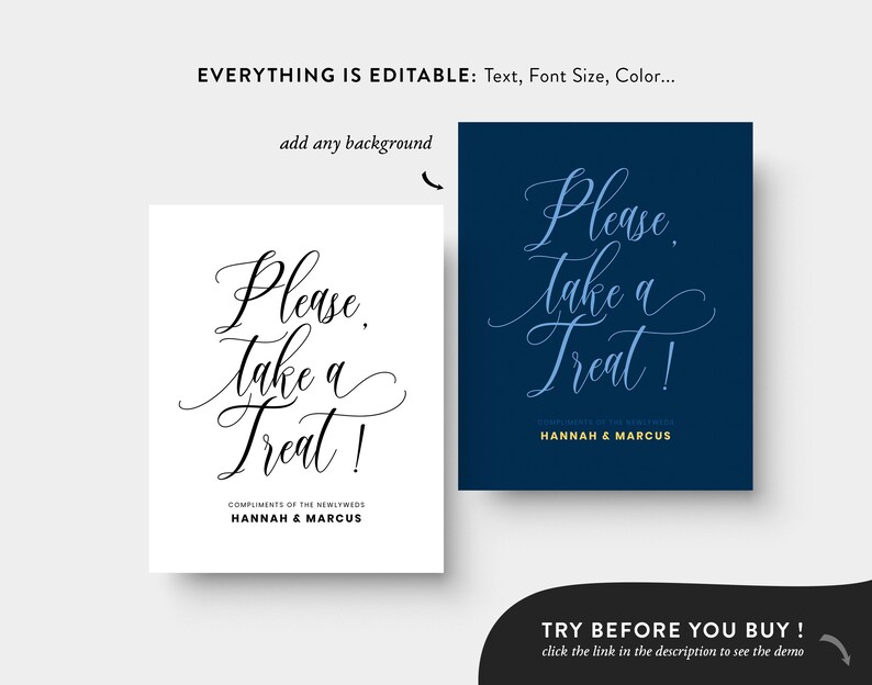 Wedding Programs Sign Printable \u2022 Editable \u2022 Calligraphy \u2022 2 sizes \u2022 Wedding Decoration Sign \u2022 Wedding Sign \u2022 Wedding Sign Templett Sign