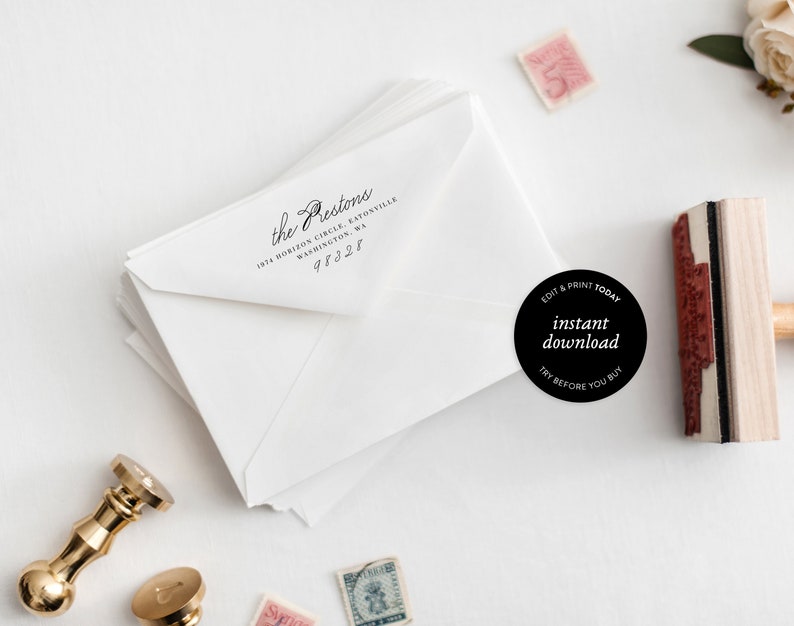 Classic Calligraphy Envelope Template \u2022 Envelope Address Template \u2022 A7 and A1 \u2022 Wedding Envelope Printable \u2022 Templett Envelope \u2022 Wedding