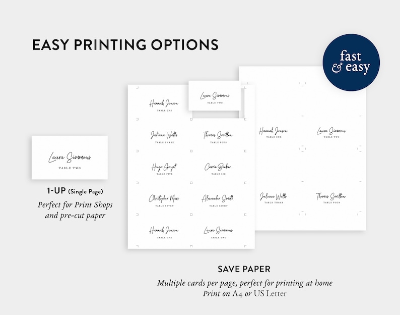 Floral Place Cards Template \u2022 Greenery Calligraphy \u2022 Wedding Place Cards \u2022 Flat and Tent Folded \u2022 Editable Template \u2022 Instant Download