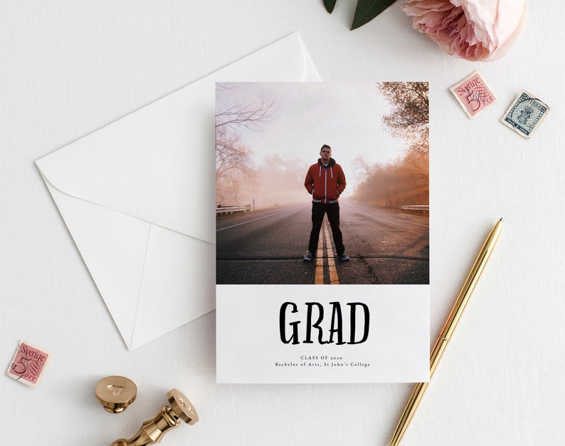 Graduation Party Invitation Printable \u2022 5x7 \u2022 Calligraphy \u2022 Editable \u2022 Graduation Invitation Template \u2022 Graduation Gift for him \u2022 Templett
